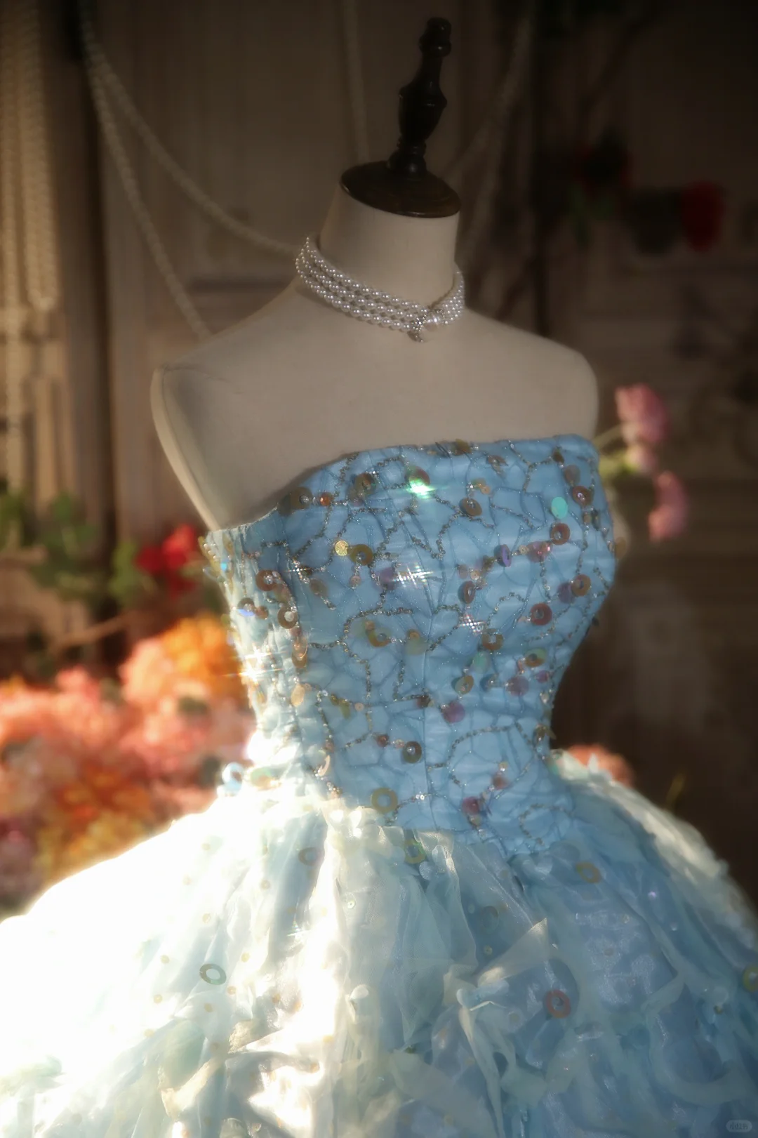 Hermoso vestido de fiesta sin tirantes de tul azul pálido, de satén, largo, para graduación, fiesta o noche GG2878