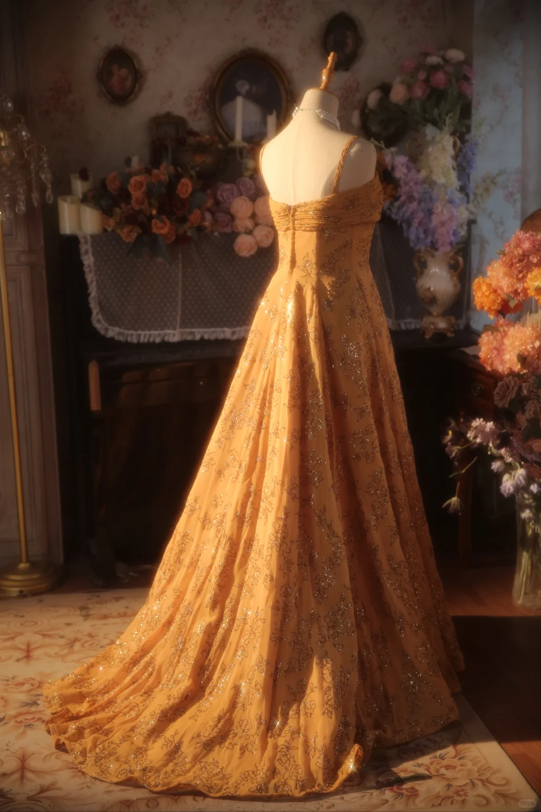 Vestido largo elegante de satén con tirantes finos, corte A y cuentas, para fiesta de graduación o de noche (GG2882)