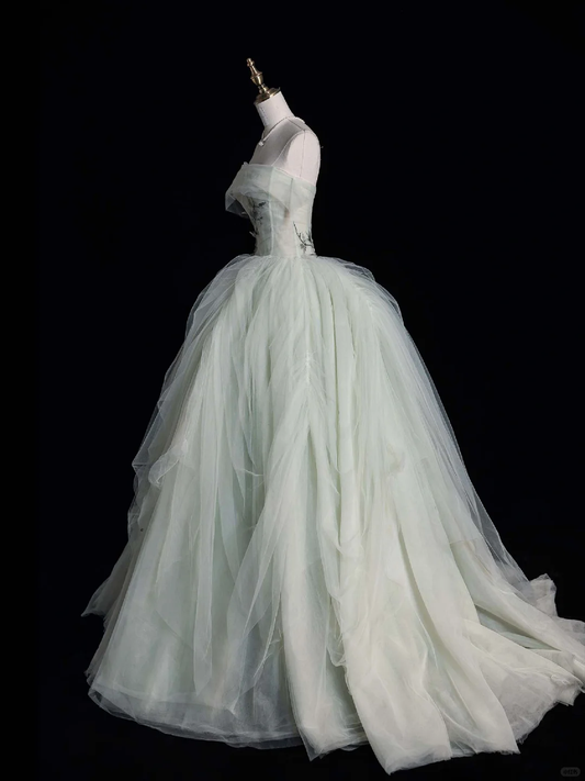 Precioso vestido de fiesta largo sin tirantes con apliques de tul, vestido de fiesta, vestido de noche GG2885