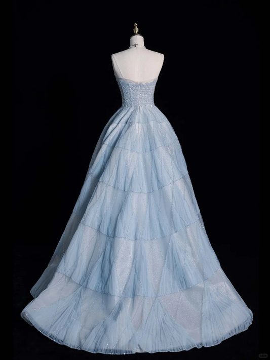 Hermoso vestido de fiesta largo de tul sin tirantes y con cuentas, vestido de fiesta, vestido de noche GG2886