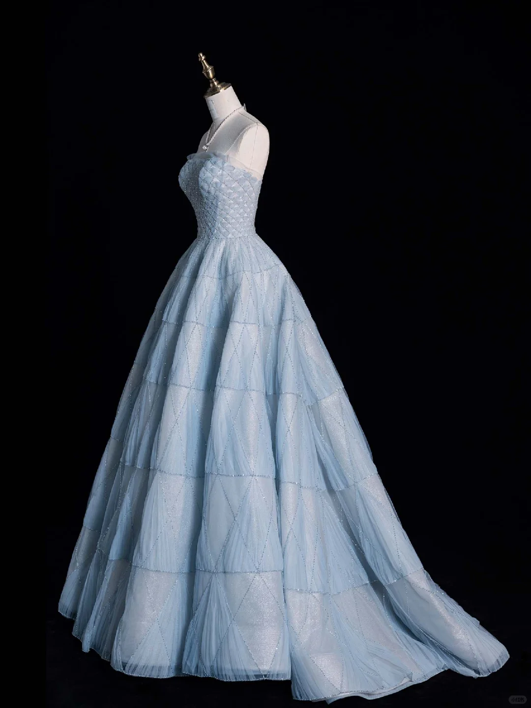 Hermoso vestido de fiesta largo de tul sin tirantes y con cuentas, vestido de fiesta, vestido de noche GG2886