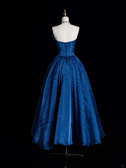 Vestido de fiesta largo de satén con cuentas, sin tirantes, corte A, de tul, de noche, GG2891