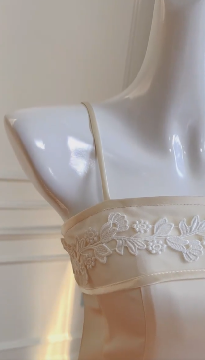 Vestido largo de satén con tirantes finos, corte A, apliques, para fiesta de graduación o noche, GG2902