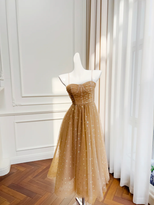 Vestido largo de fiesta, de noche, con escote en A, de tul y lentejuelas, con tirantes finos, GG2903
