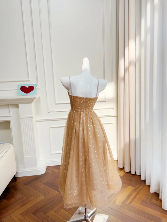 Vestido largo de fiesta, de noche, con escote en A, de tul y lentejuelas, con tirantes finos, GG2903