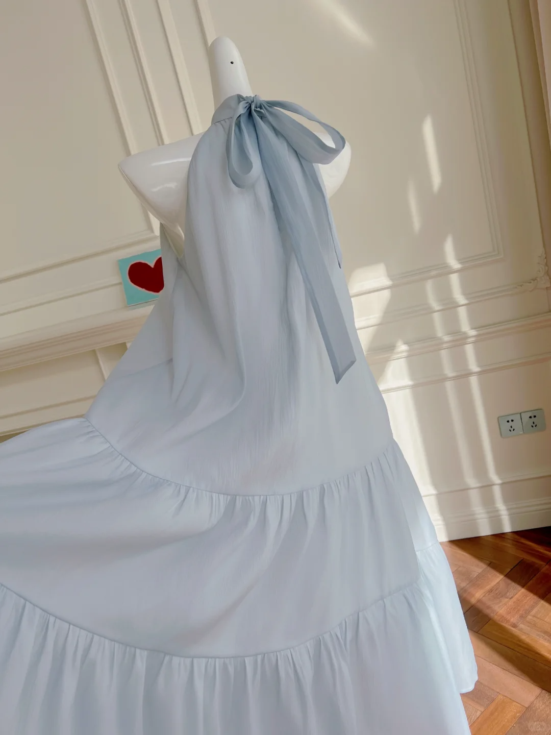 Vestido largo de satén azul pálido con cuello halter, elegante, para fiesta de graduación o de noche, GG2905