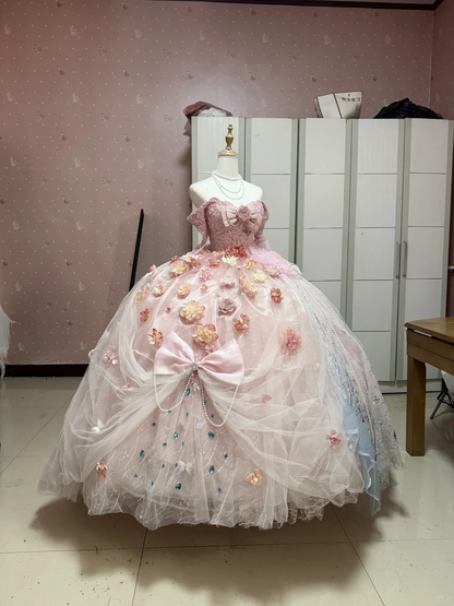 Hermoso vestido de fiesta largo sin tirantes con apliques de tul, vestido de fiesta, vestido de noche GG2908