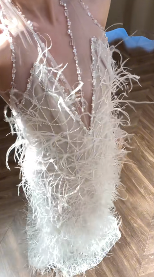Vestido de fiesta elegante de sirena con cuello halter, tul, cuentas y plumas, para graduación, noche, GG2913
