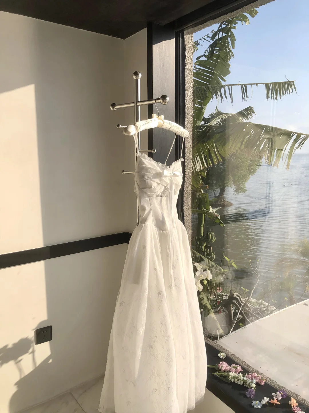 Vestido largo de fiesta, de noche y de tul blanco con tirantes finos, corte A, GG2926