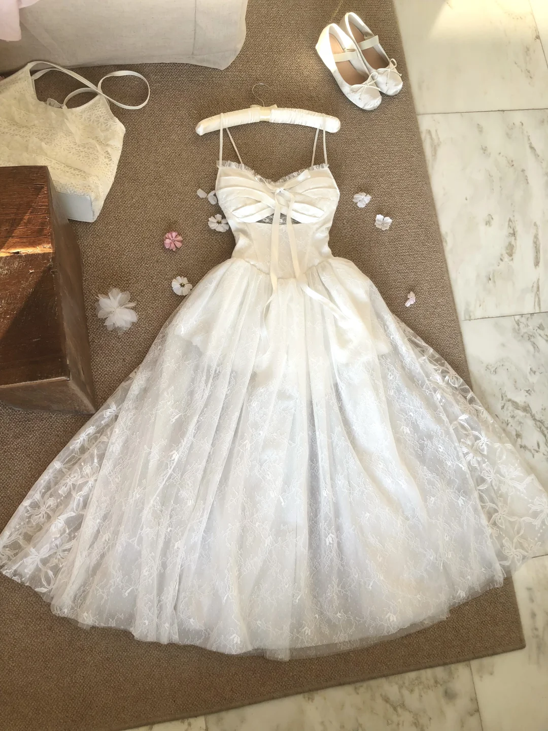 Vestido largo de fiesta, de noche y de tul blanco con tirantes finos, corte A, GG2926