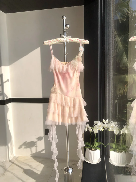Hermoso vestido de fiesta corto de tul con tirantes finos, corte A, apliques, para regreso a casa y cumpleaños GG2927
