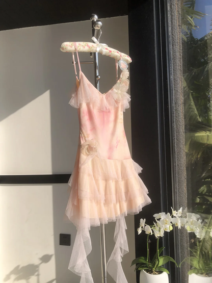 Hermoso vestido de fiesta corto de tul con tirantes finos, corte A, apliques, para regreso a casa y cumpleaños GG2927