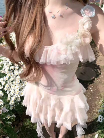 Hermoso vestido de fiesta corto de tul con tirantes finos, corte A, apliques, para regreso a casa y cumpleaños GG2927
