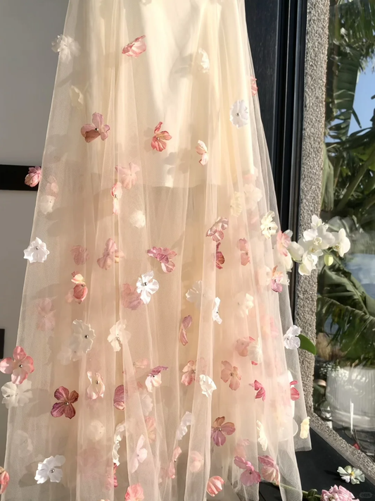 Vestido largo de fiesta, de noche y de fiesta con apliques de tul y tirantes finos, corte A, GG2928