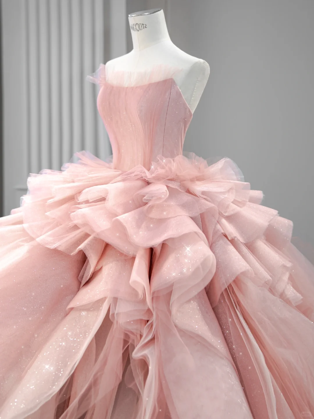 Vestido de fiesta largo de tul satinado rosa suave sin tirantes, vestido de novia, vestido de noche GG2932