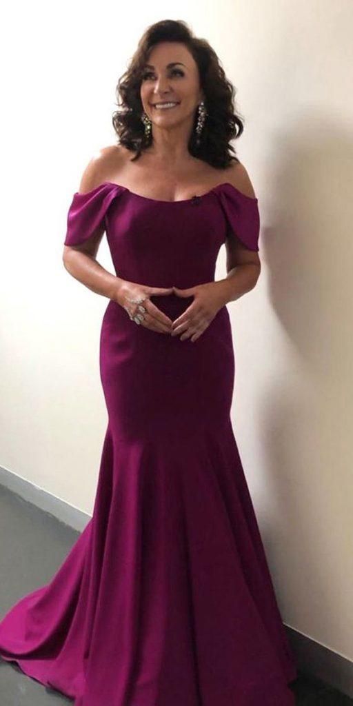Classy Mermaid Off The Shoulder Satin Long Mother Of Bride Dress,Evening Dress GG3040