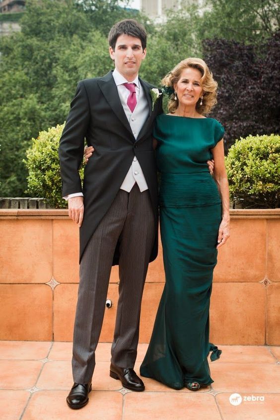 Vestido largo de satén con corte sirena verde para madre de la novia, vestido de noche GG3043