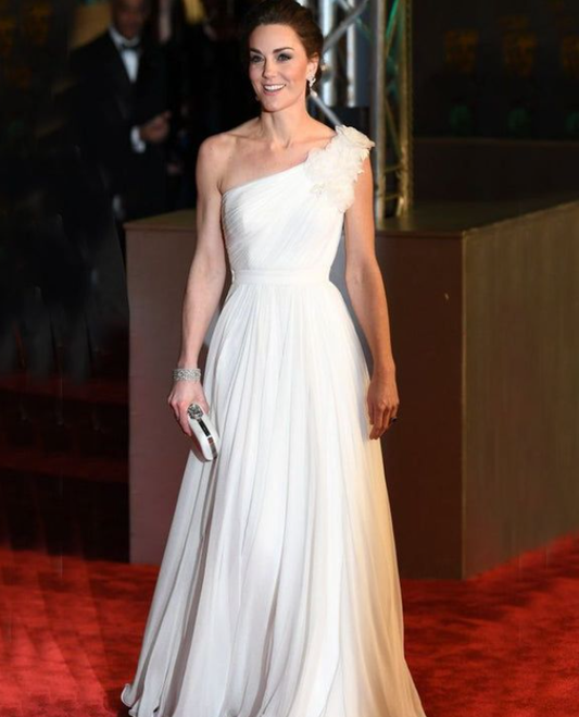 Elegante vestido largo de gasa blanca con un solo hombro para madre de la novia, vestido de noche GG3049