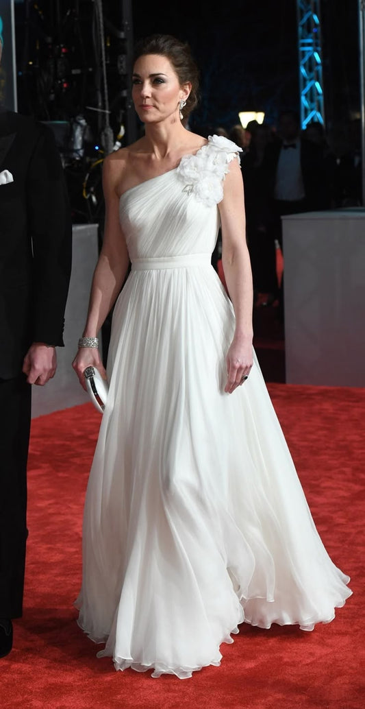 Elegante vestido largo de gasa blanca con un solo hombro para madre de la novia, vestido de noche GG3049
