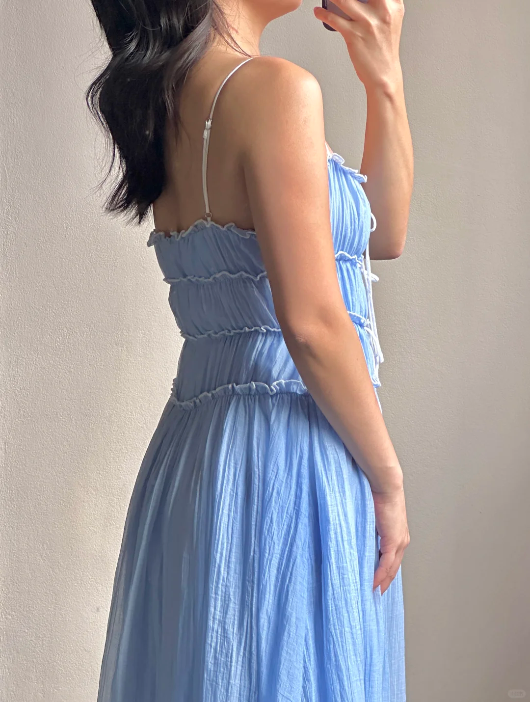 Vestido largo de satén azul con tirantes finos y corte en A, para fiesta de graduación o de noche (GG3064)