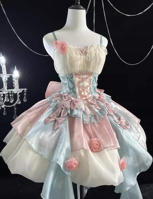 Vestido de fiesta corto de gasa con tirantes finos, único, para fiesta de bienvenida y cumpleaños GG3082