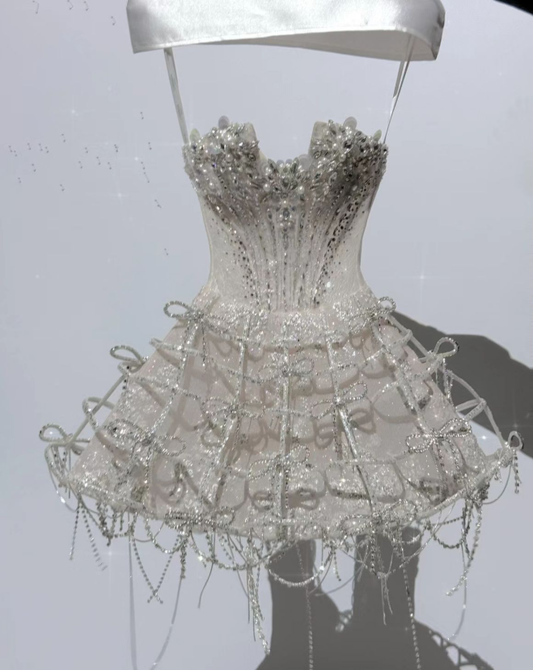 Hermoso vestido de fiesta corto de satén con lentejuelas y tirantes finos, corte A, para fiesta de bienvenida y cumpleaños, GG3086