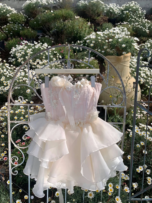 Vestido de fiesta corto de satén rosa, sin tirantes, con apliques de gasa, corte A, para regreso a casa y cumpleaños, GG3093