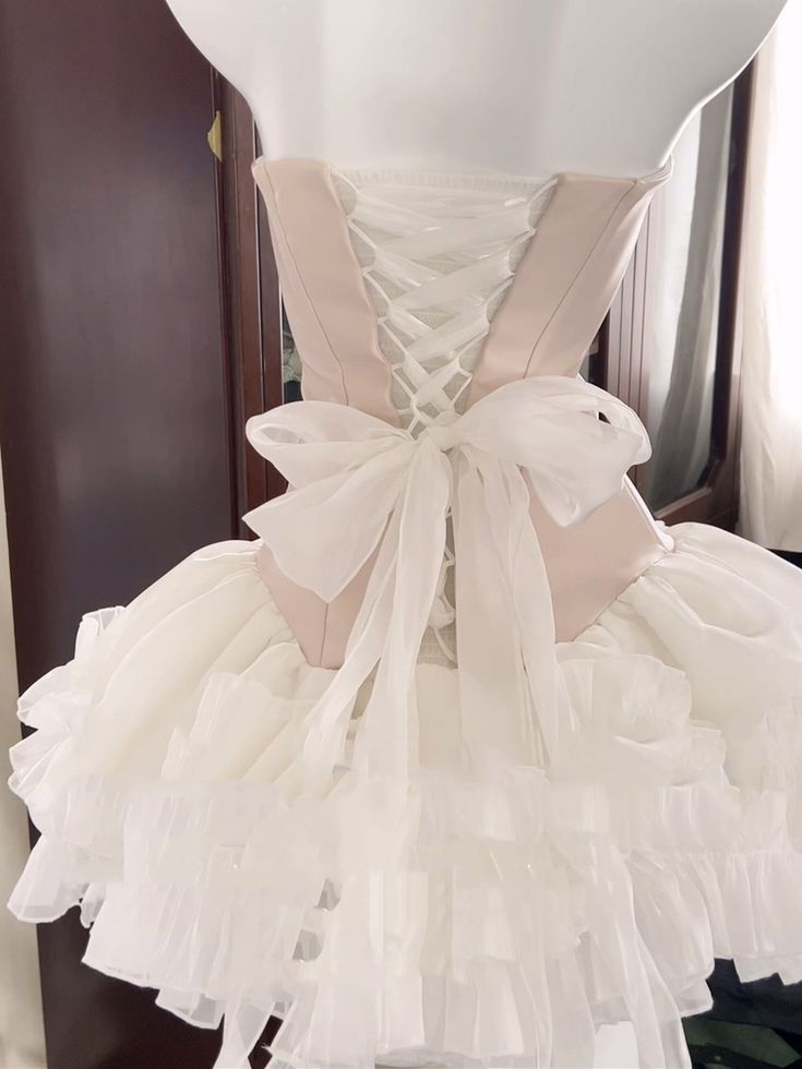 Vestido corto de fiesta con tutú, volantes y corsé de cuero sintético rosa, corte A, único, para regreso a casa y cumpleaños, GG3101