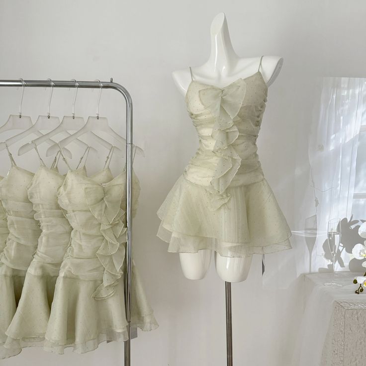 Vestido corto de gasa con tirantes finos, corte A, para fiesta de bienvenida y cumpleaños, GG3121