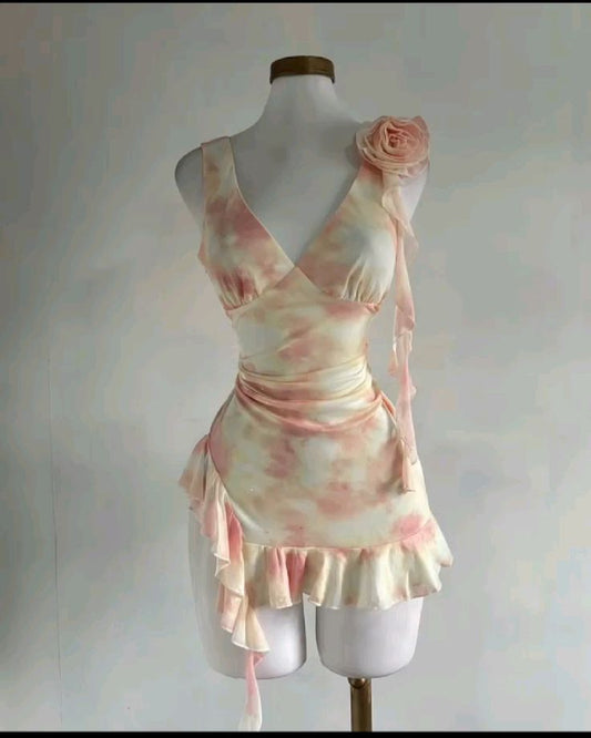 Vestido de fiesta corto de gasa con escote en V y corte A, vestido de bienvenida y vestido de cumpleaños GG3134