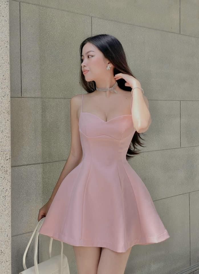 Vestido de fiesta corto de satén rosa con tirantes finos, corte A, para regreso a casa y cumpleaños GG3157