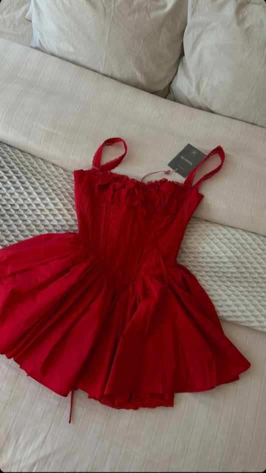 Vestido corto de satén rojo con tirantes finos, corte A, para fiesta de bienvenida y cumpleaños GG3161
