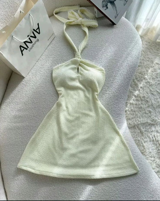 Vestido corto de satén con cuello halter y corte en A, único, para fiesta de graduación, fiesta de cumpleaños, GG3164
