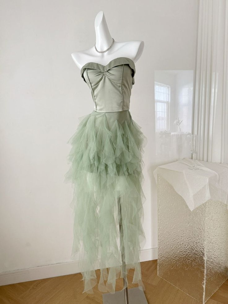 Vestido de fiesta corto de tul satinado sin tirantes, corte A, único, para regreso a casa y cumpleaños GG3178