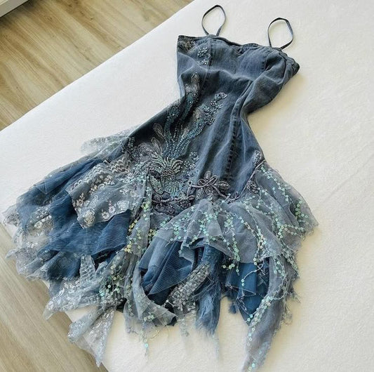Vestido corto de fiesta, vestido de fiesta, vestido de fiesta, vestido de cumpleaños, GG3202, con tirantes finos, satén y tul.