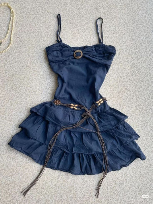 Vestido de fiesta corto vintage de satén con tirantes finos, corte A, para regreso a casa y cumpleaños GG3203