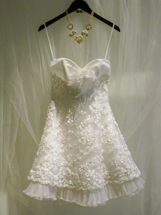 Vestido de fiesta corto de gasa con apliques y escote en A, con tirantes finos y estrellas, para regreso a casa y cumpleaños GG3221