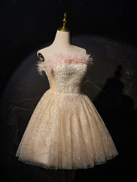 Vestido corto de fiesta con lentejuelas y tul sin estrellas, ideal para el regreso a casa y para cumpleaños GG3226