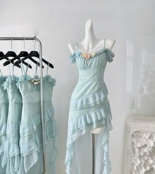 Vestido de fiesta corto de gasa con tirantes finos, corte A, para regreso a casa y cumpleaños, GG3255