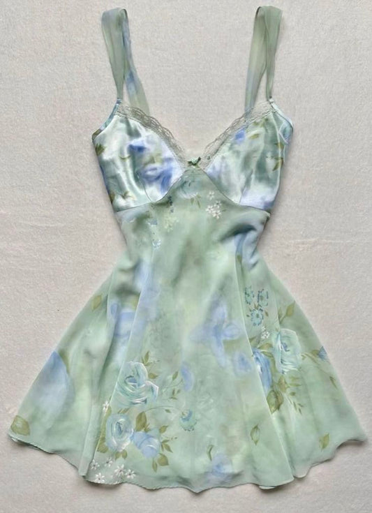 Vestido de fiesta corto de satén con tirantes finos, corte A, de gasa y estampado floral, para regreso a casa y cumpleaños, GG3269