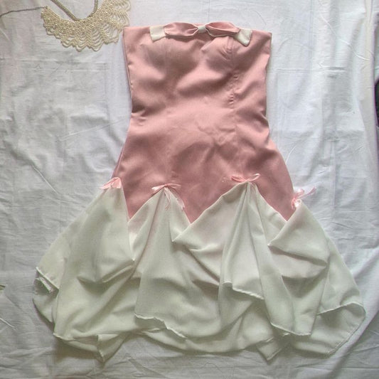 Vestido de fiesta corto de satén y gasa, sin tirantes, corte A, para regreso a casa y cumpleaños, GG3308