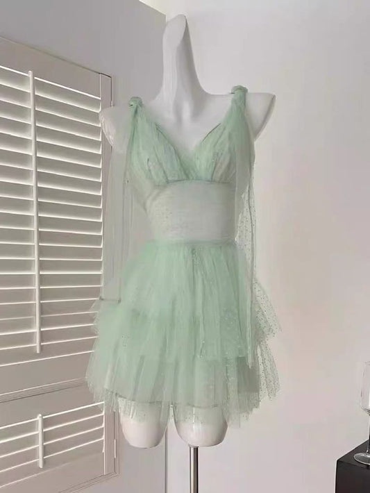Vestido de fiesta corto de tul con escote en V y corte en A, vestido de bienvenida y vestido de cumpleaños GG3319