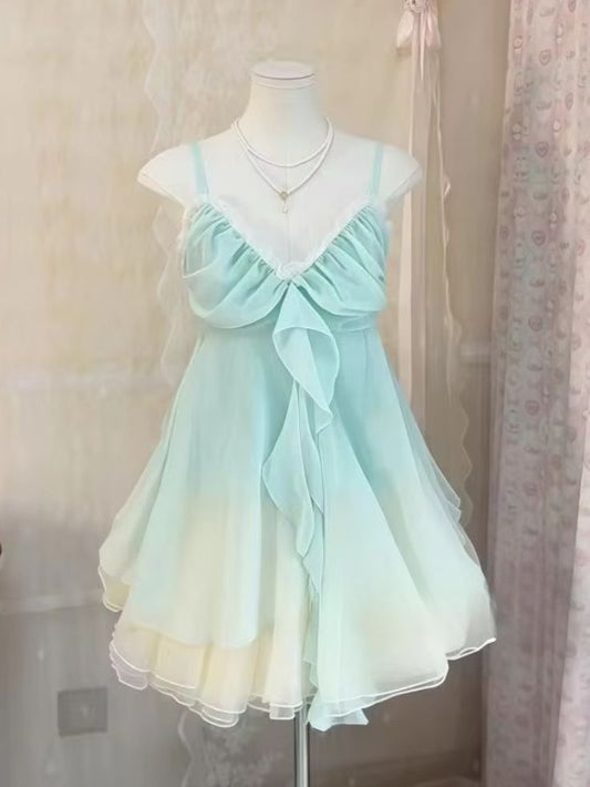 Vestido de fiesta corto de tul y gasa con tirantes finos, corte A, para regreso a casa y cumpleaños, GG3352