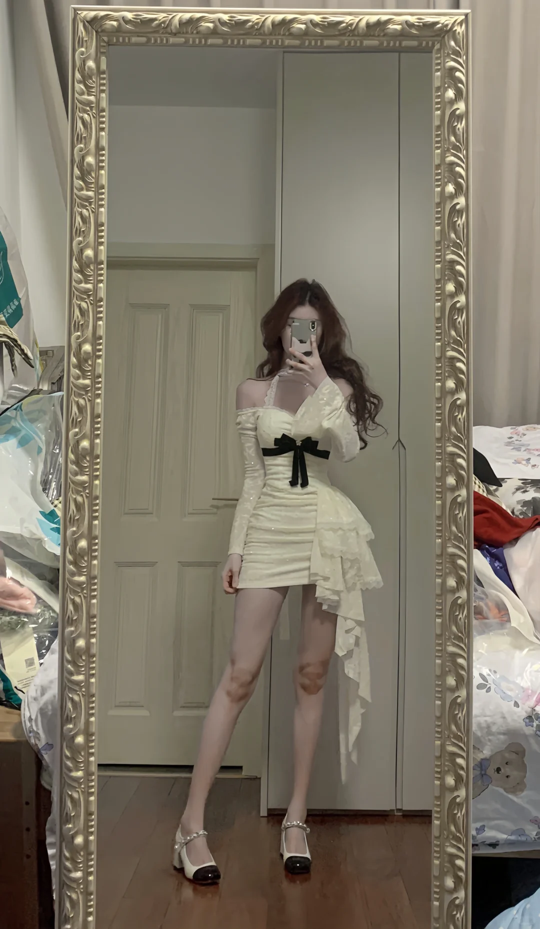 Vestido de fiesta corto de sirena con hombros descubiertos, encaje satinado, mangas largas, sexy, para regreso a casa y cumpleaños GG3376