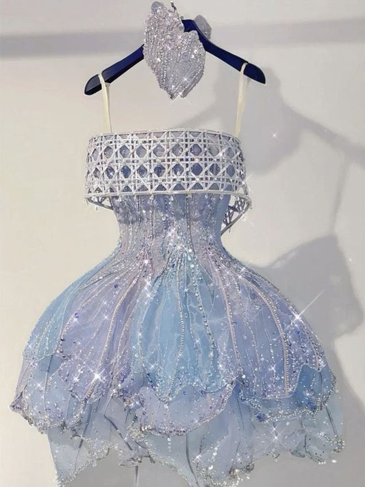 Gorgeous Ball Gown Spaghetti Straps Sequin Beaded Short Prom Dress,Homecoming Dress,Birthday Dress GG3418