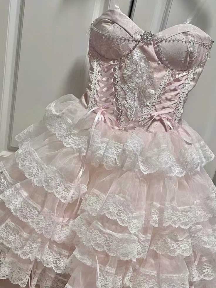 Cute Ball Gown Sapghetti Straps Pink Satin Lace Short Prom Dress,Homecoming Dress,Birthday Dress GG3459