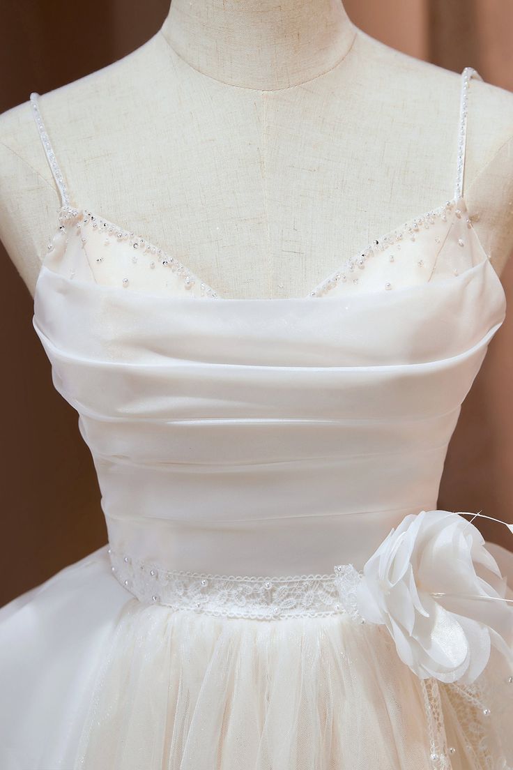 Vestido corto de gasa con tirantes finos, corte A, tul, para fiesta de graduación, fiesta de bienvenida y cumpleaños GG3467