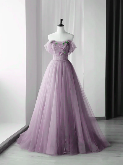 Elegante vestido de fiesta largo con hombros descubiertos y flores y cuentas, vestido de noche GG357