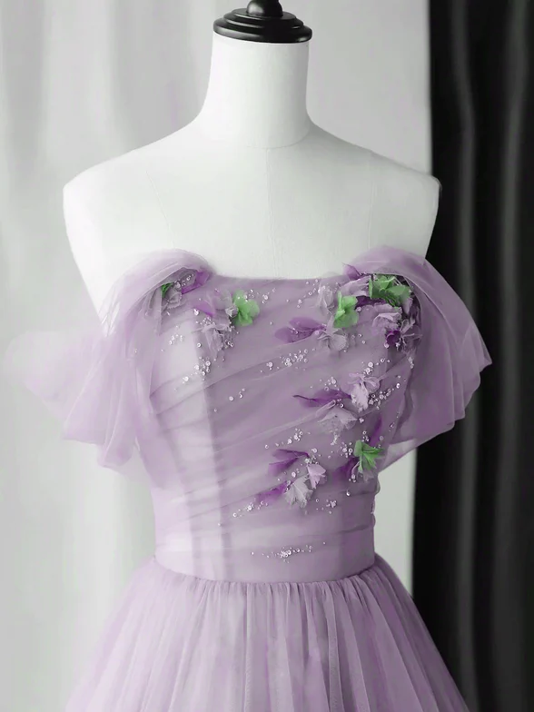 Elegante vestido de fiesta largo con hombros descubiertos y flores y cuentas, vestido de noche GG357