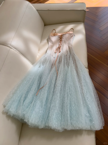 Vestido largo de fiesta, de noche y satén con lentejuelas y tirantes finos, corte A, brillante, GG3607